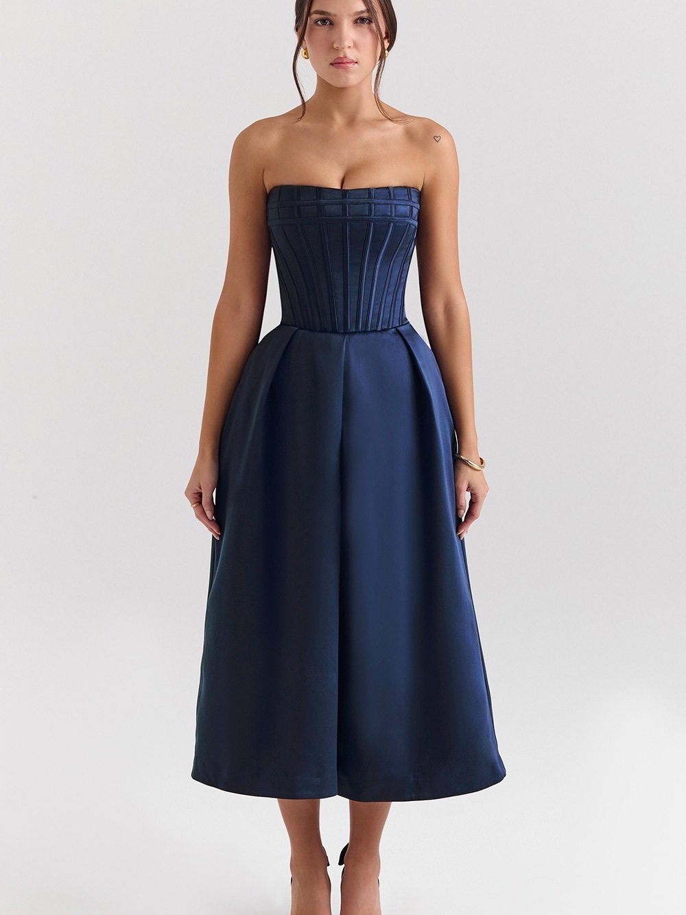 House of CB Strapless Navy Blue Midi Dress
